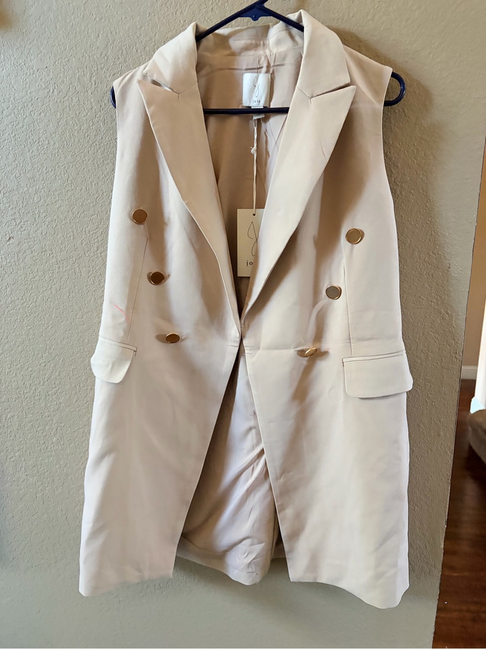 Joie Cream Double-Breasted Sleeveless Blazer